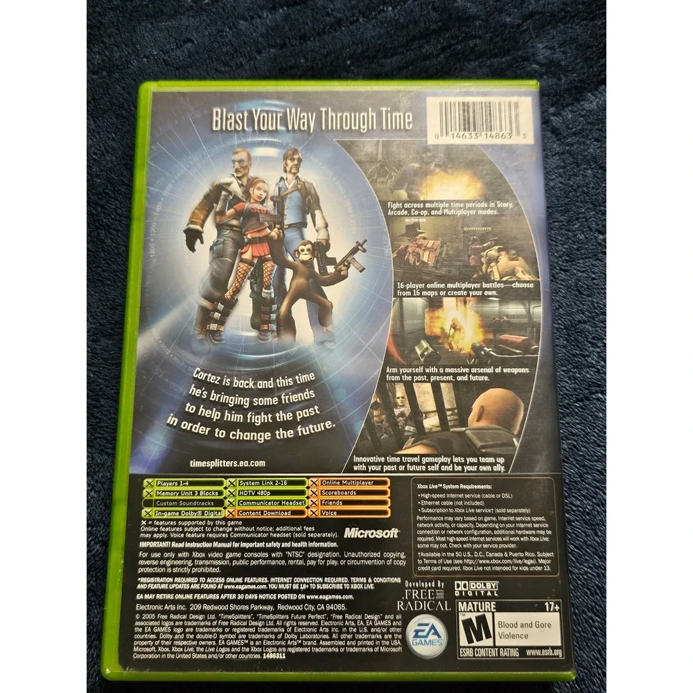 TimeSplitters Future Perfect Microsoft Xbox Game Original CIB Complete Manual